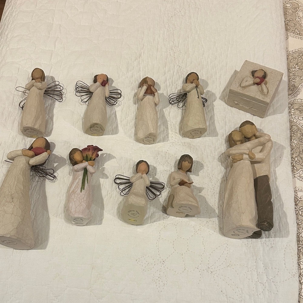 Willow Tree Angel and Couple Figurines in Cream and Tan